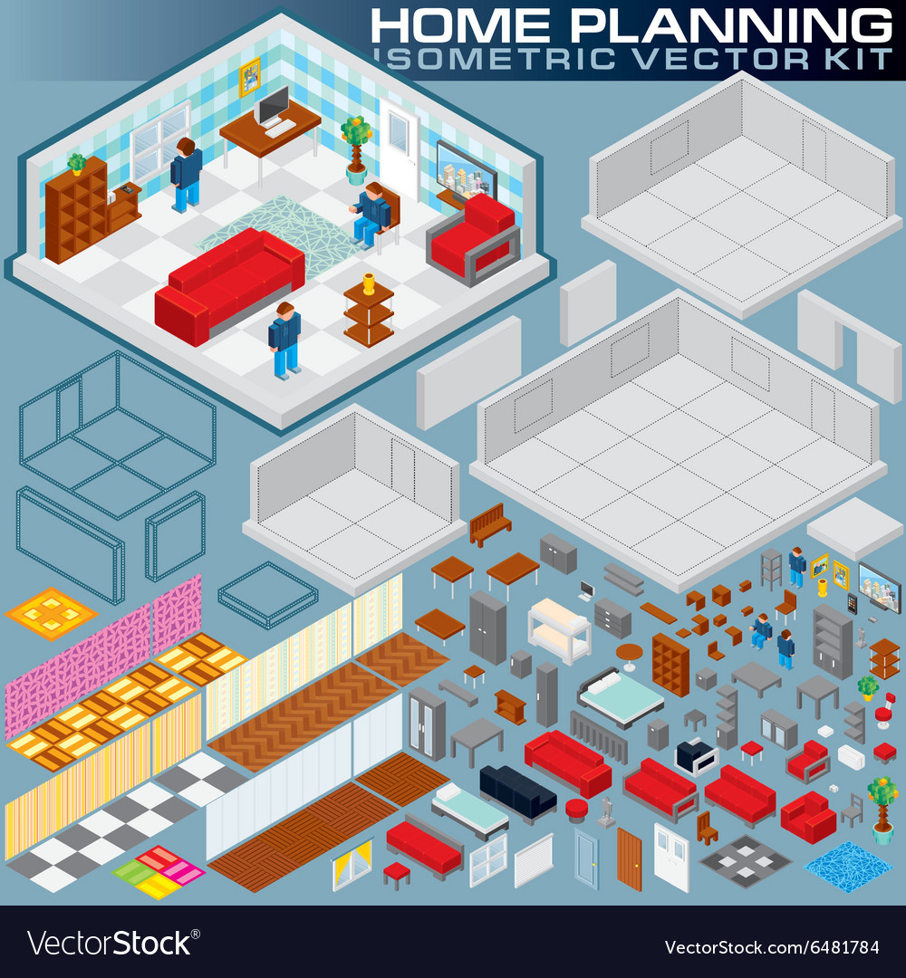 vector home kit Creation Vector Free Kit Plan 3D Royalty Home Isometric vector home kit Creation Vector Free Kit Plan 3D Royalty Home Isometric