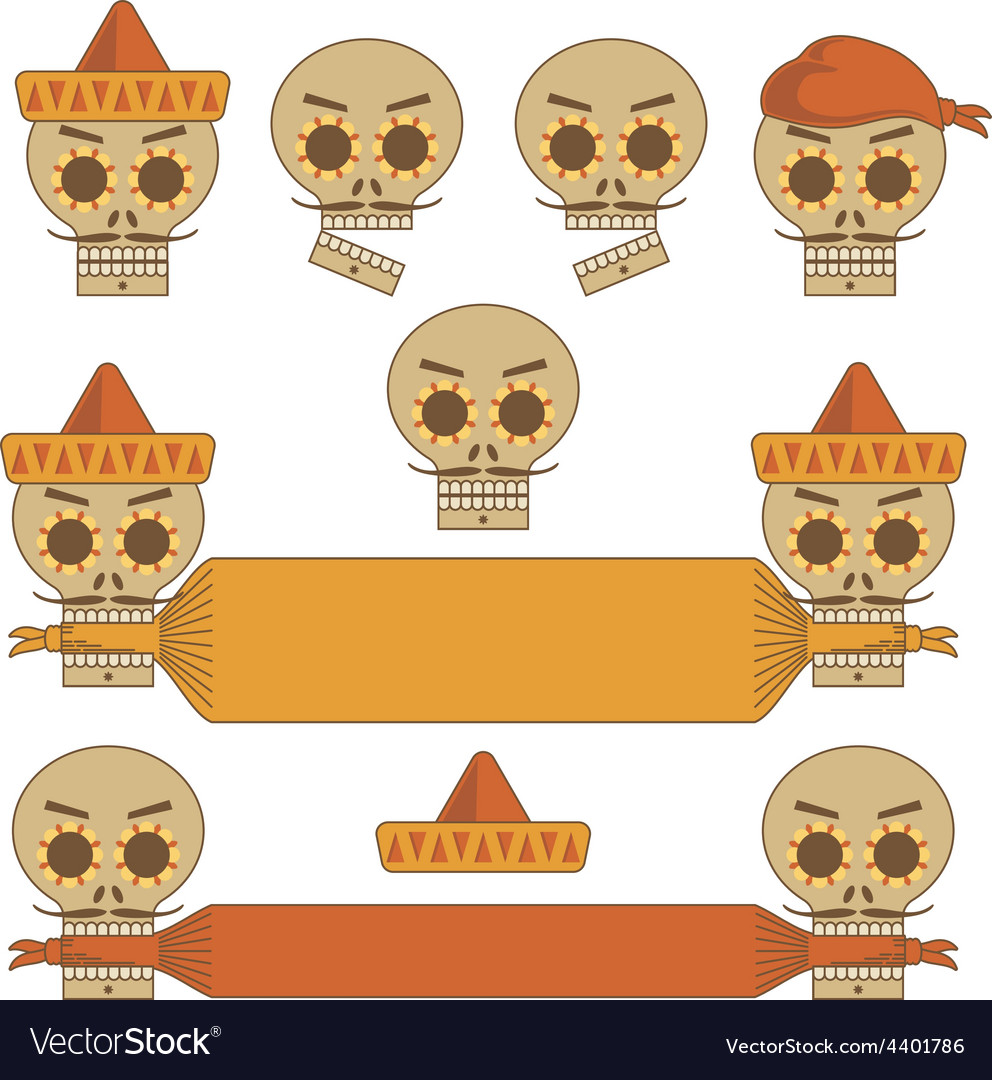 Mexican skulls Royalty Free Vector Image VectorStock