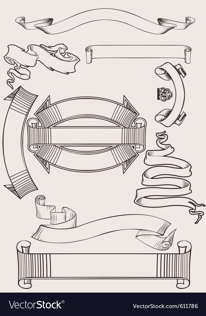 Old vintage scroll banners Royalty Free Vector Image