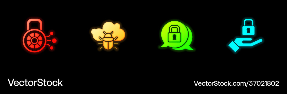 Set cyber security system bug on a cloud Vector Image