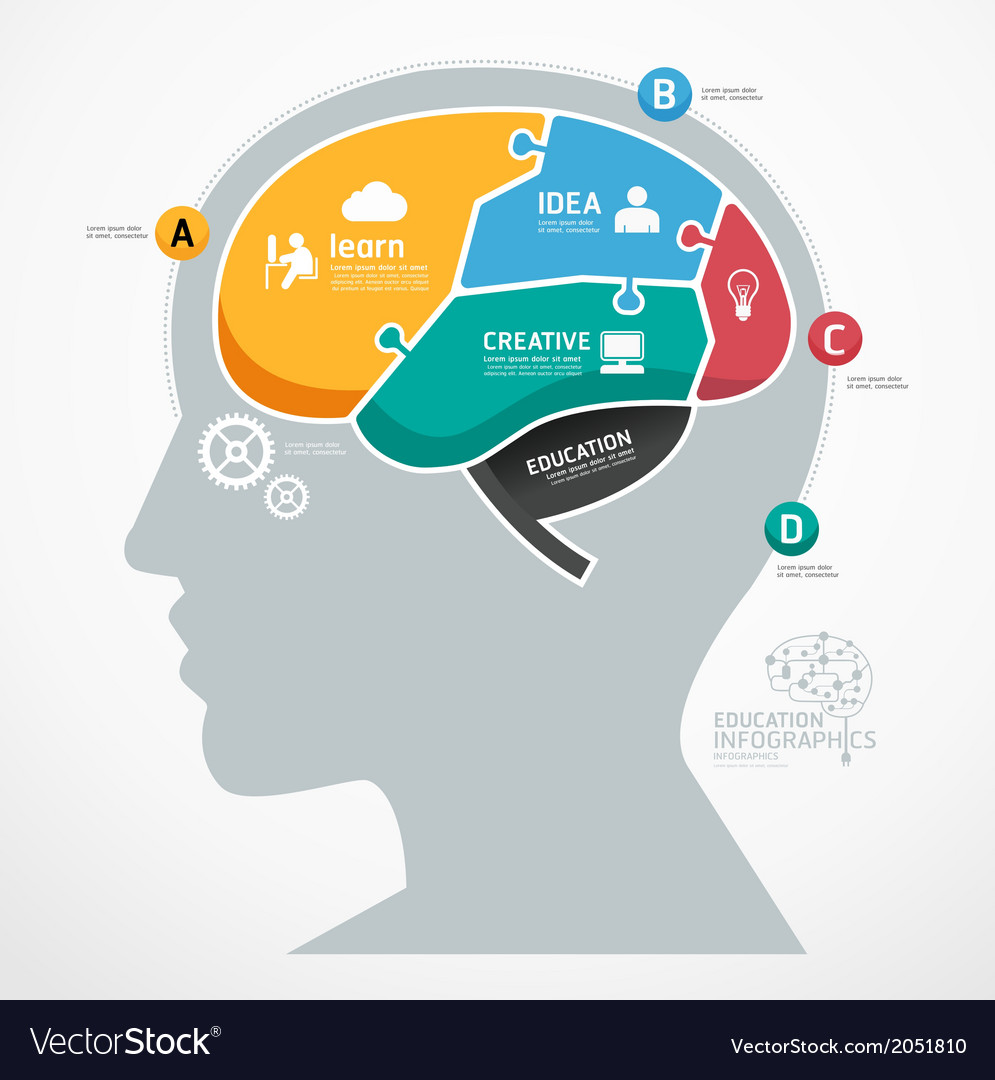 Puzzle Jigsaw Abstract Human Brain infographic Vector Image