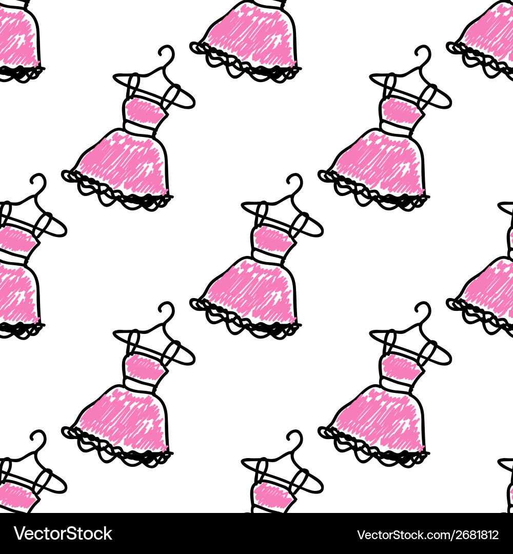 Seamless pattern with doodle dresses Royalty Free Vector