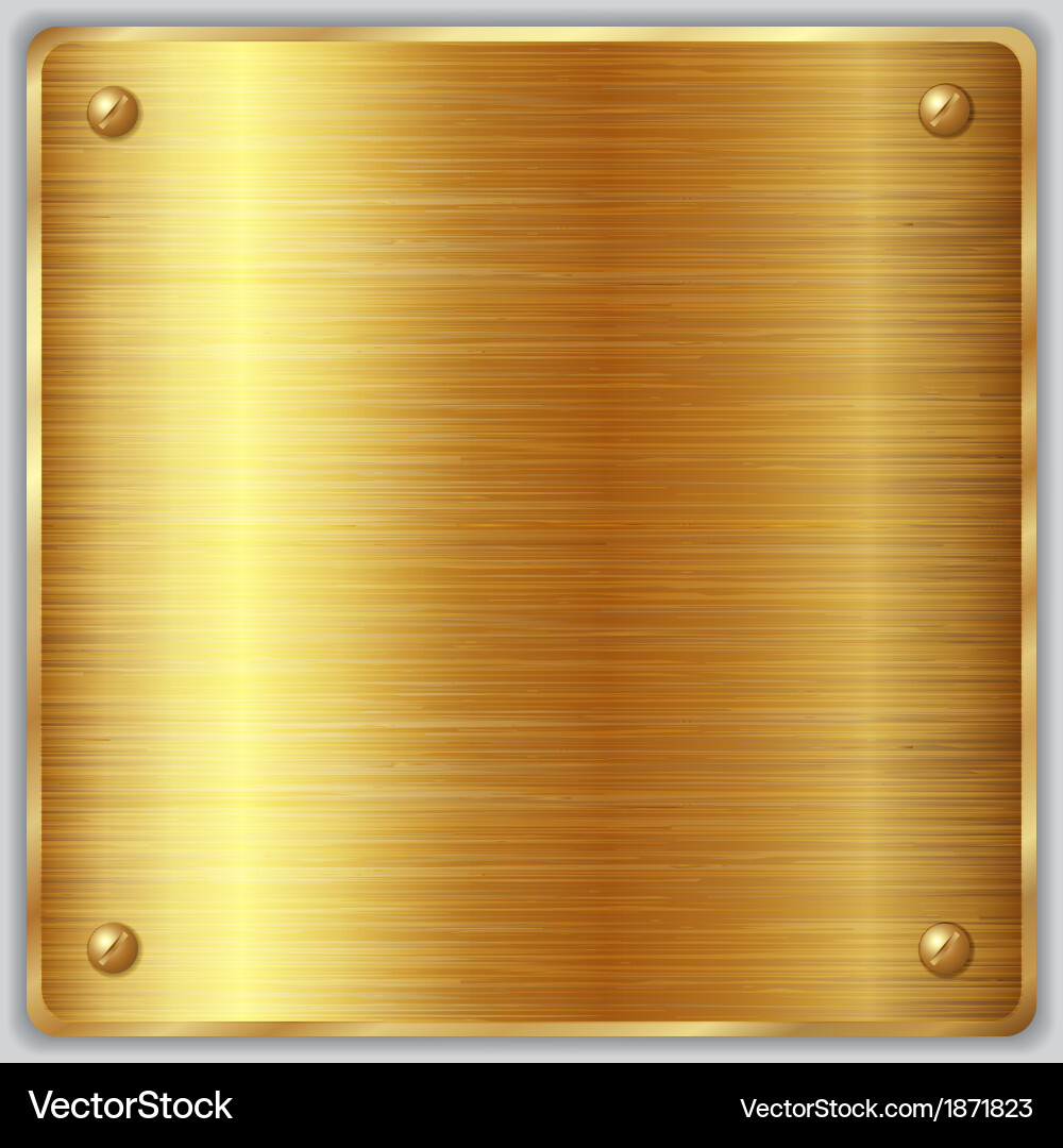 Square gold metallic plate with screws Royalty Free Vector