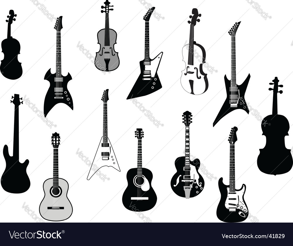 Download Guitar silhouettes Royalty Free Vector Image - VectorStock
