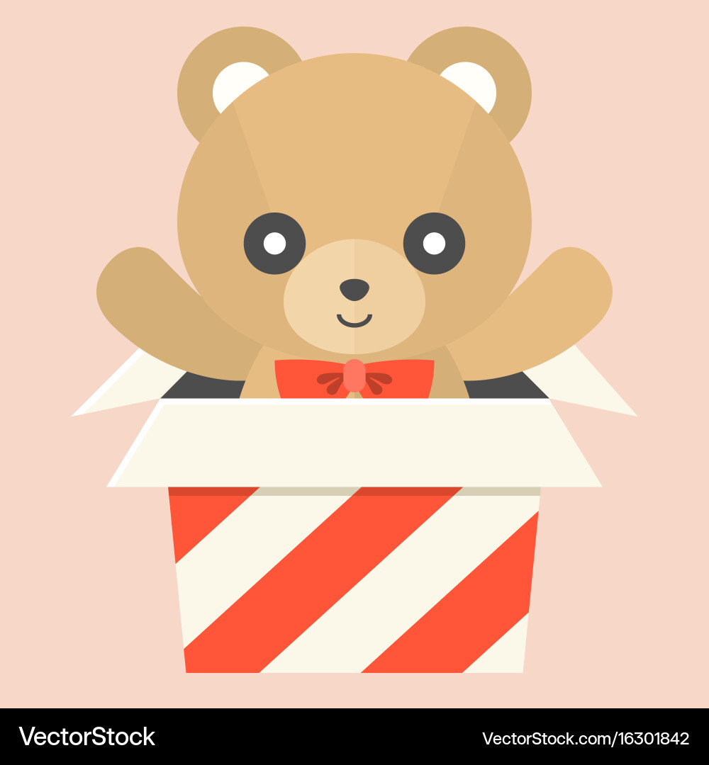 Teddy bear in a box Royalty Free Vector Image VectorStock
