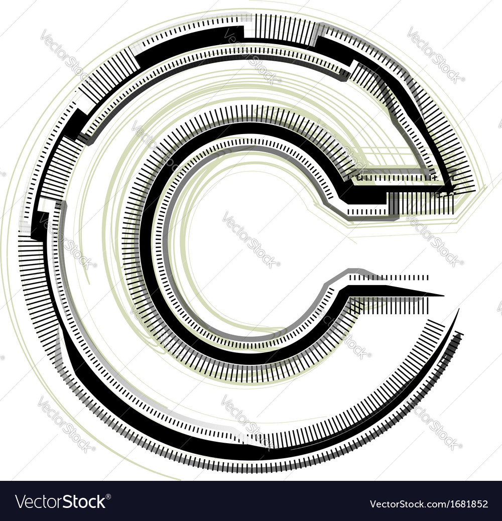 Technological Font Letter C Royalty Free Vector Image
