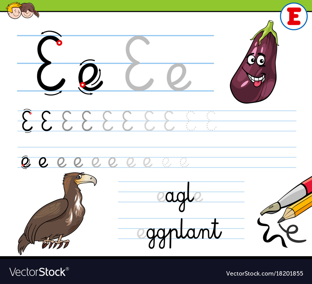 worksheet Letter E Worksheet how to write letter e worksheet for kids vector image