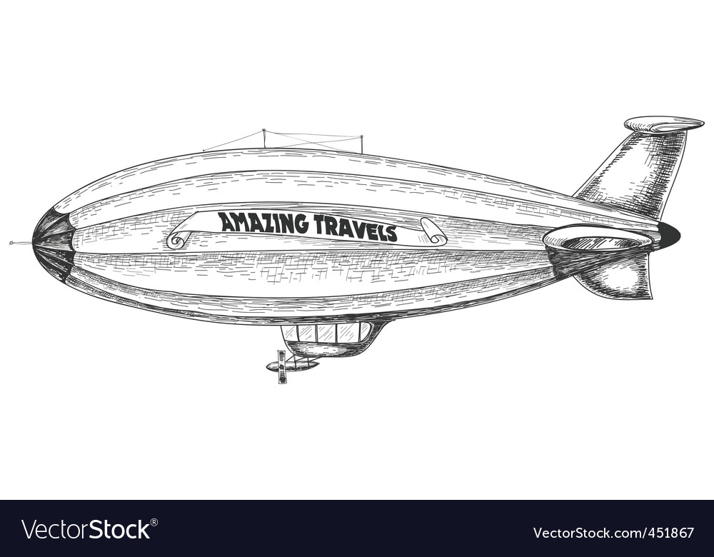 Airship Pencil Drawing Royalty Free Vector Image