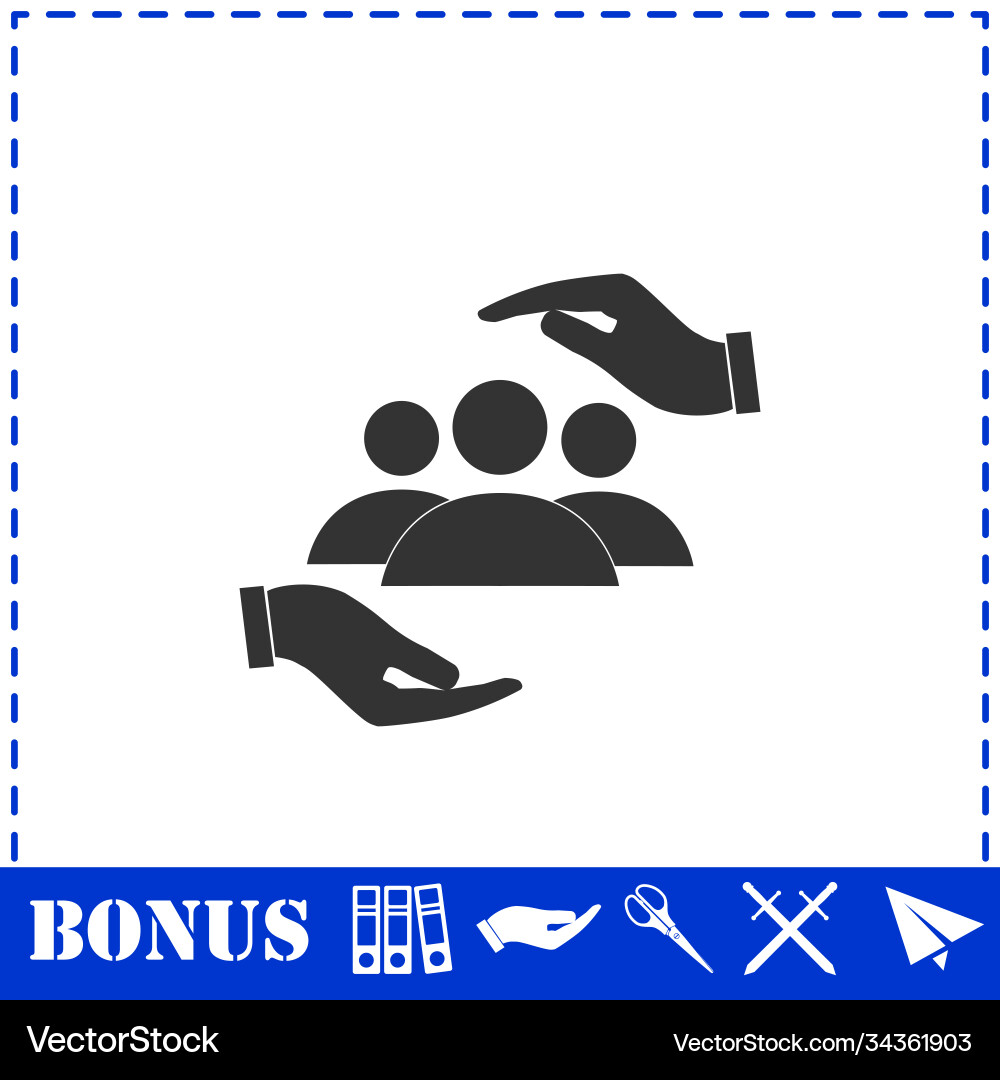 Helping hands icon flat Royalty Free Vector Image