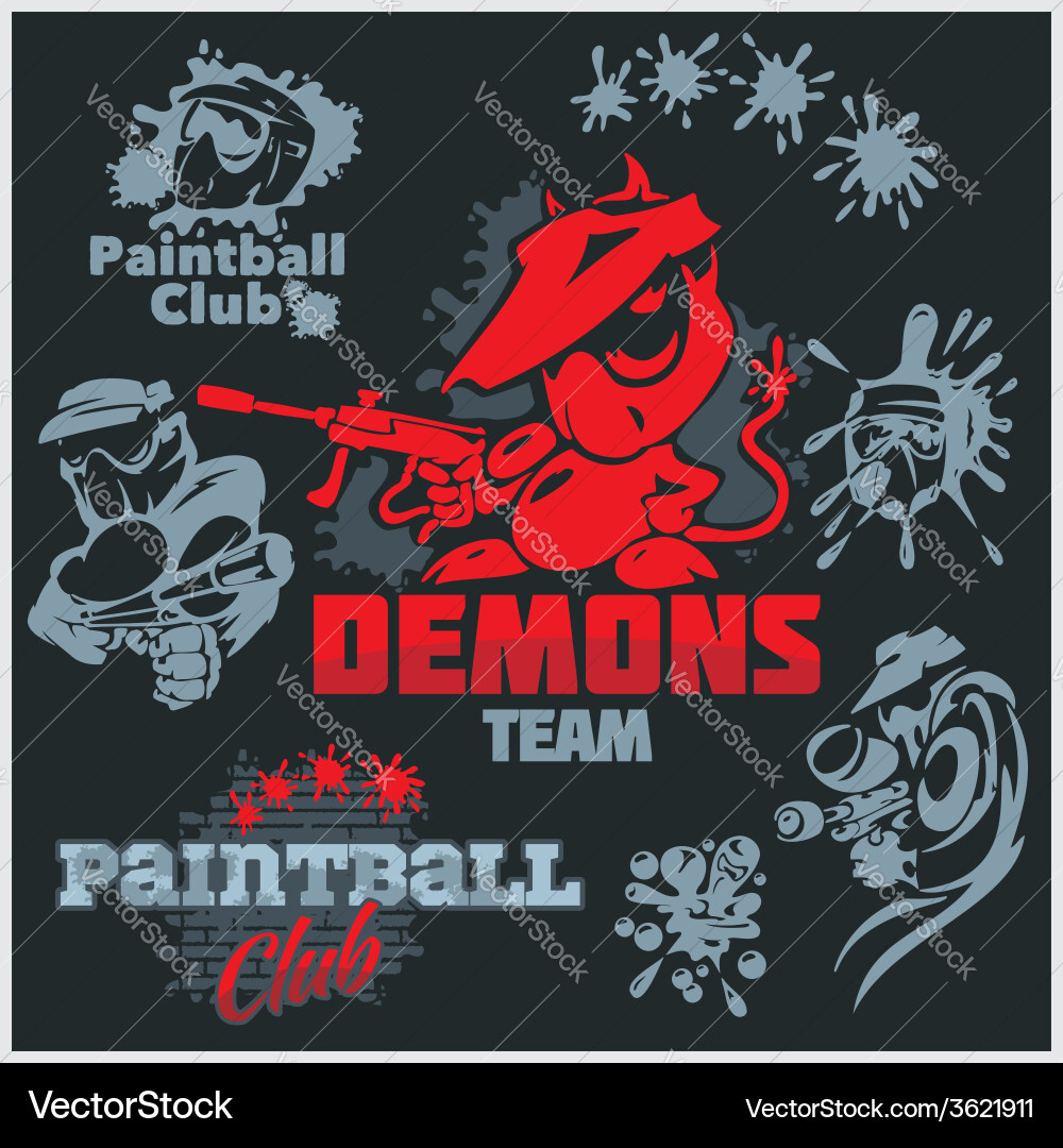 Paintball emblem and logo set Royalty Free Vector Image VectorStock