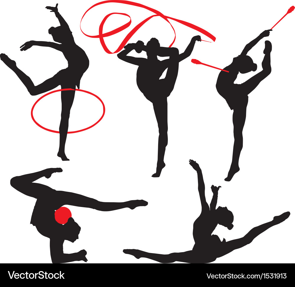 Rhythmic Gymnastics Silhouette Royalty Free Vector Image