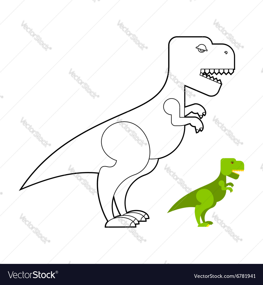 T-rex dinosaur coloring book Scary big Royalty Free Vector T-rex dinosaur coloring book Scary big Royalty Free Vector