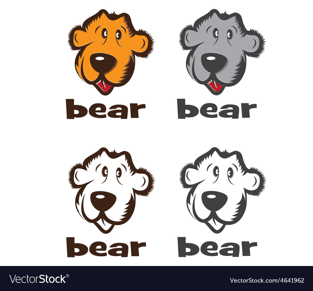 Set of faces of cartoon bear Royalty Free Vector Image