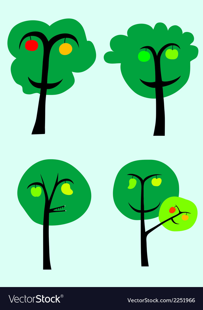 Trees with fruits Royalty Free Vector Image - VectorStock