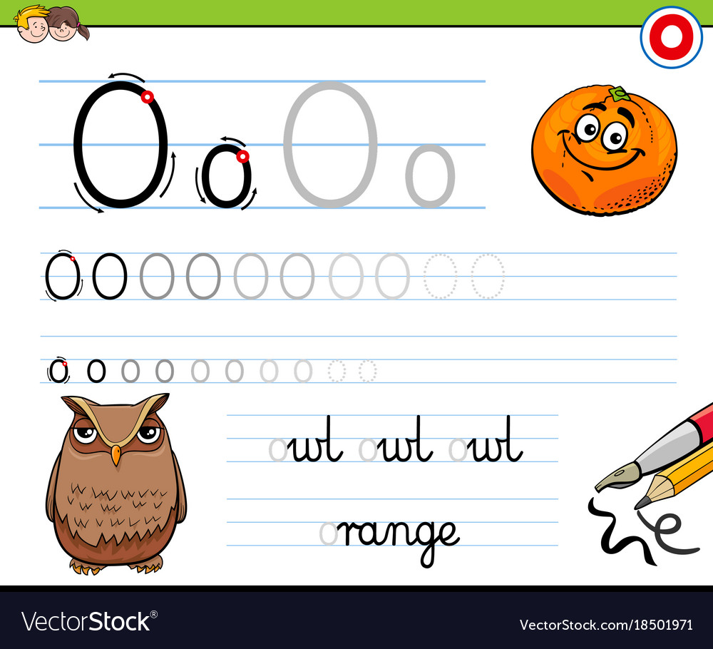 worksheet Letter O Worksheet how to write letter o worksheet for kids vector image