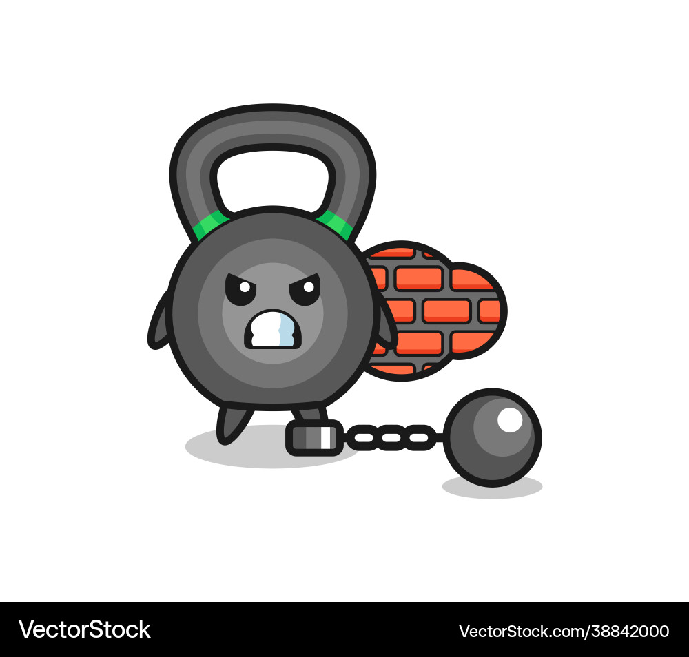 Character mascot kettlebell as a prisoner Vector Image