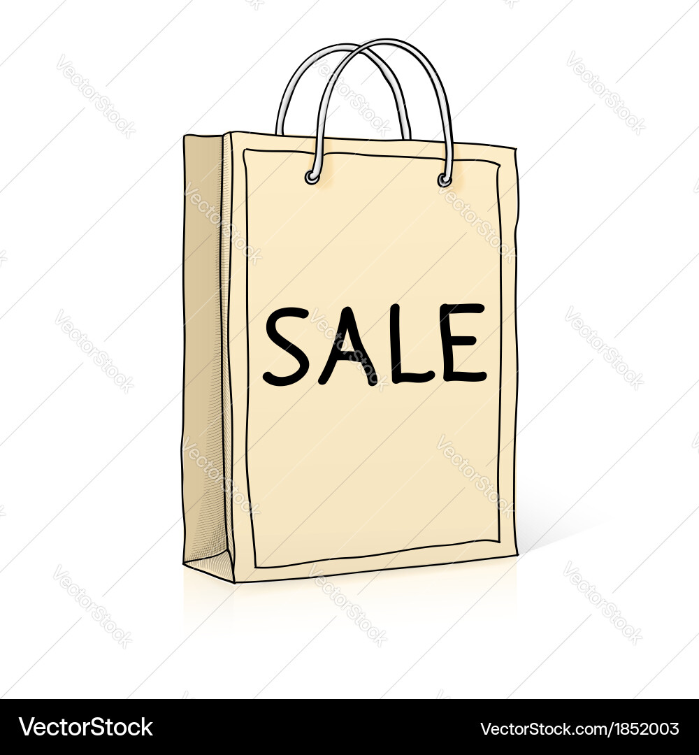 Shopping bag Sketch in doodle style Royalty Free Vector
