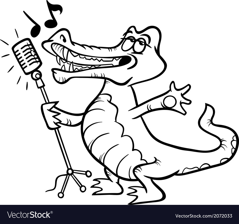Singing crocodile coloring page vector image