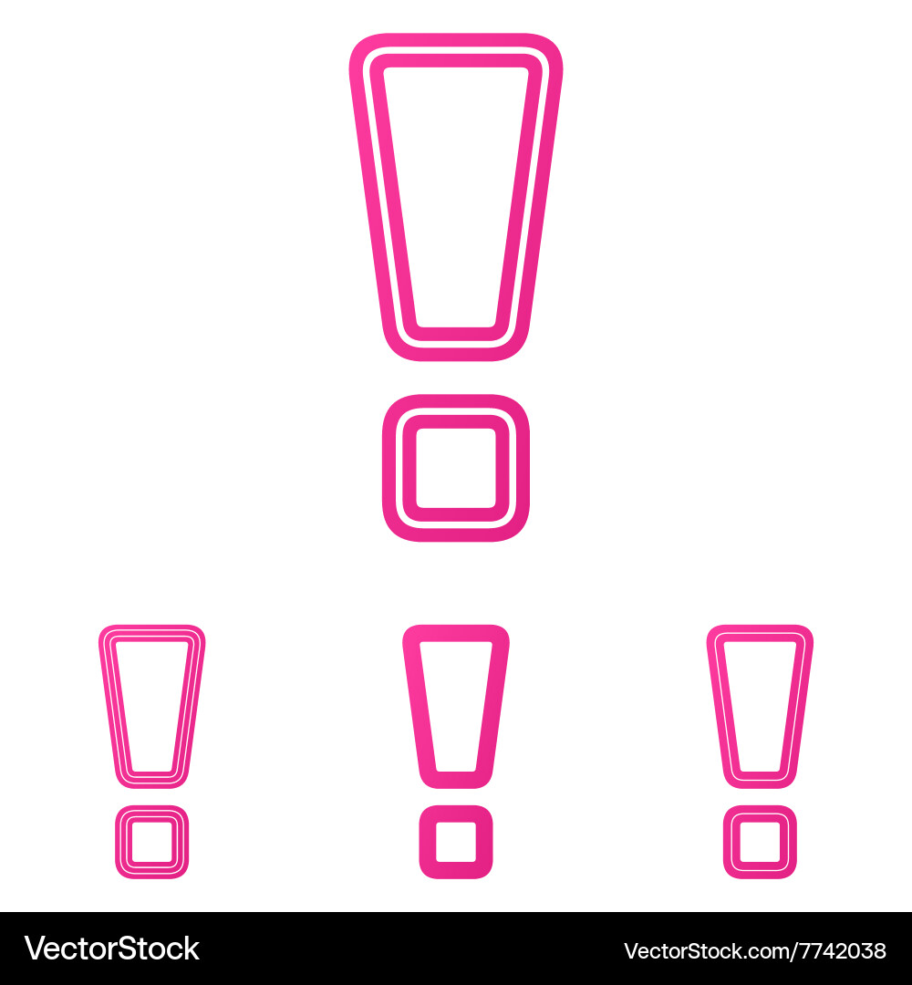 Pink exclamation mark logo design set Royalty Free Vector