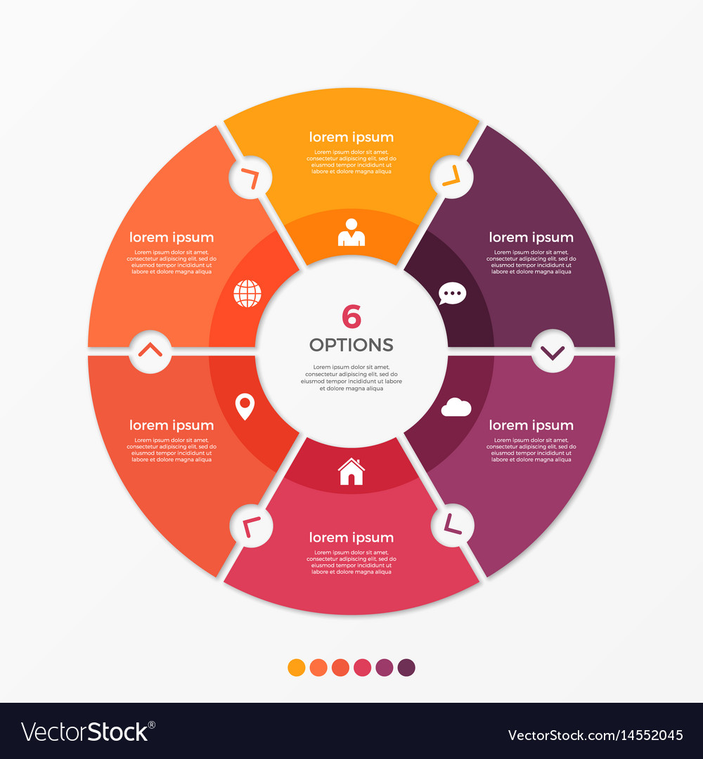 circle chart infographic template with 6 options royalty circle chart