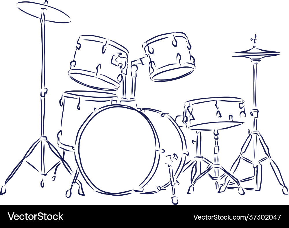 Sketched drum set symbol modern percussion Vector Image