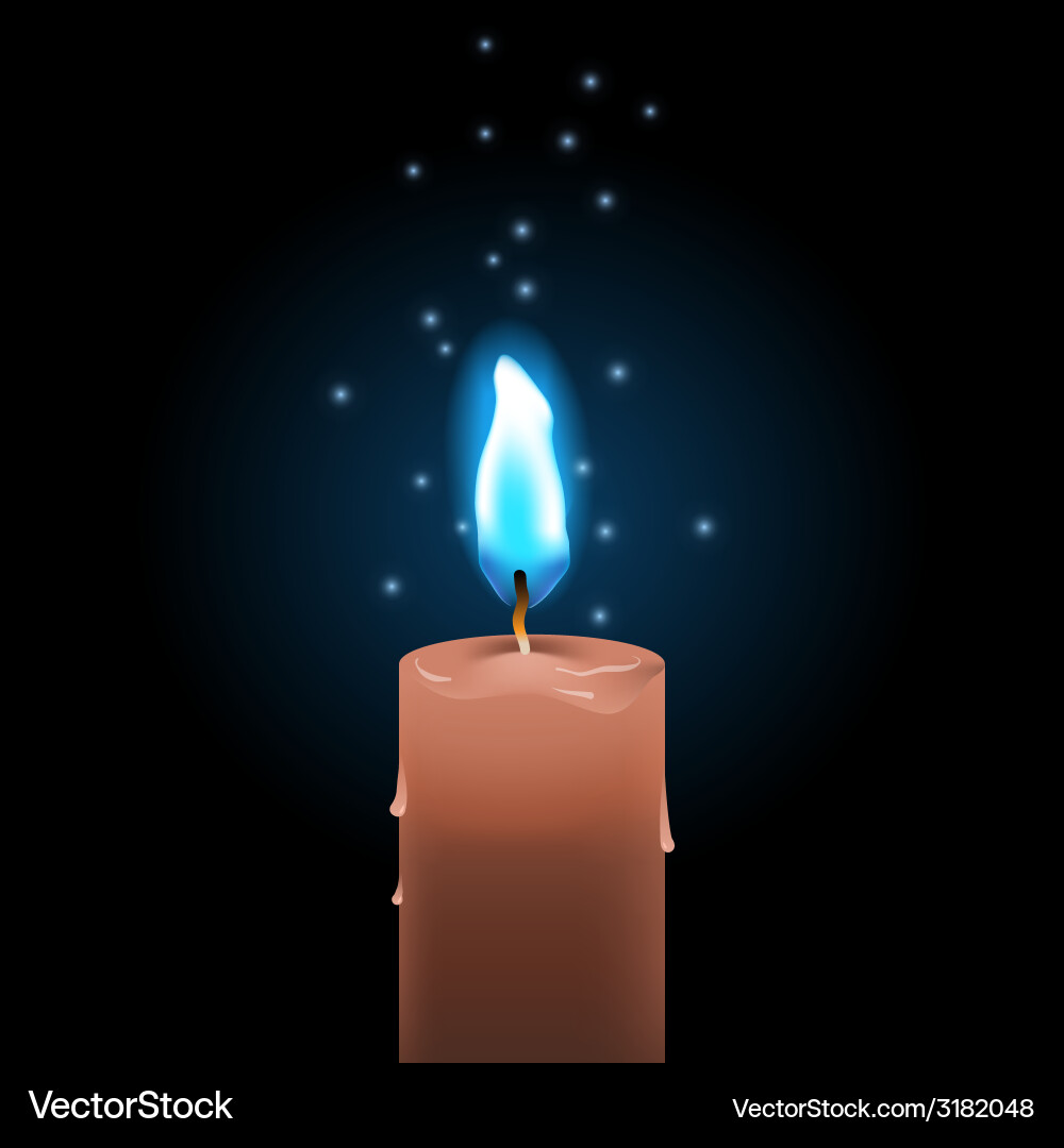 Blue fire candle Royalty Free Vector Image VectorStock