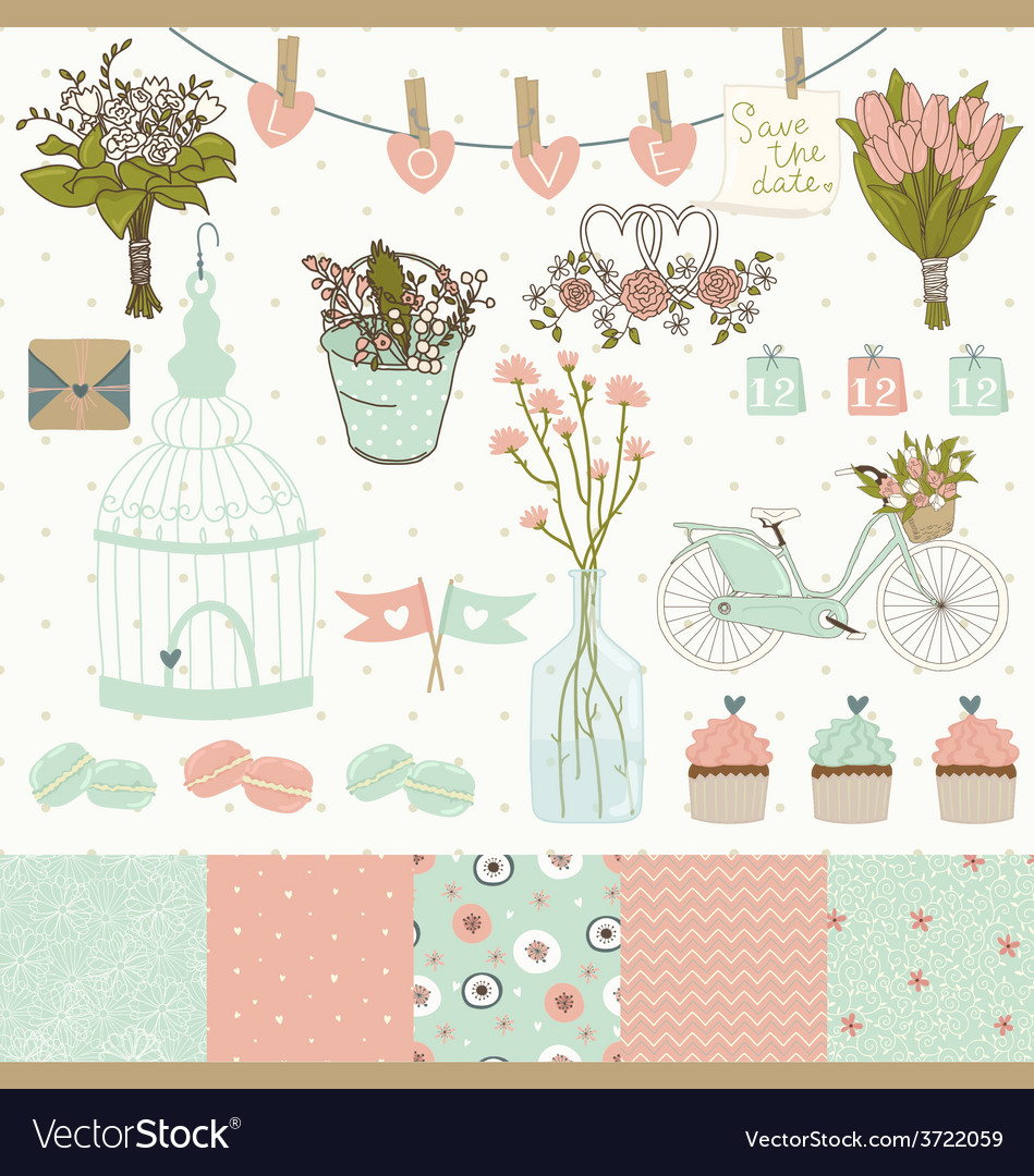 Set for wedding design Royalty Free Vector Image