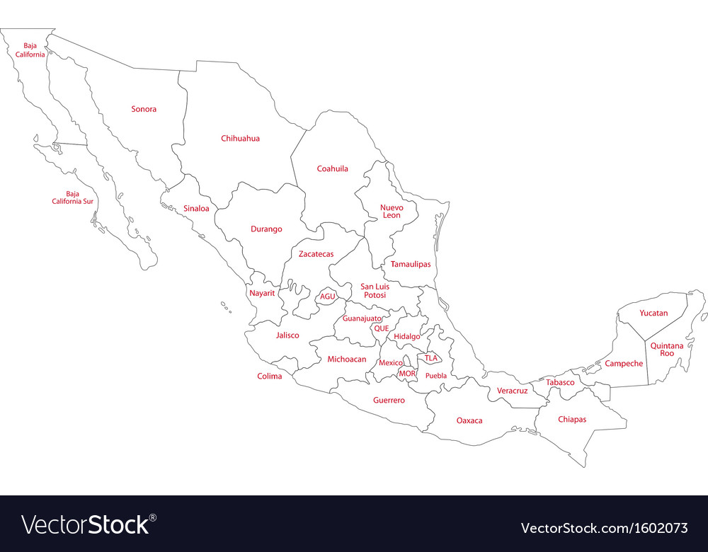 Outline Map Of Mexico Outline Mexico Map Vector 1602073