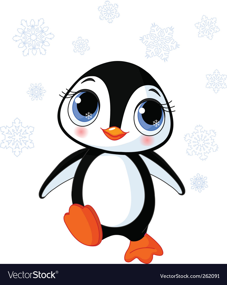 Download Cute winter penguin Royalty Free Vector Image - VectorStock