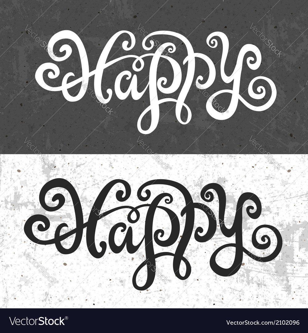 Happy hand lettering Royalty Free Vector Image