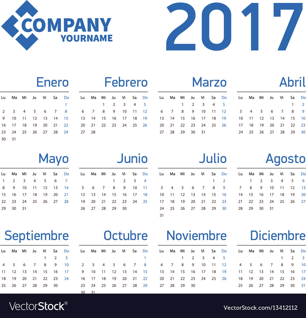 2017 horizontal calendar