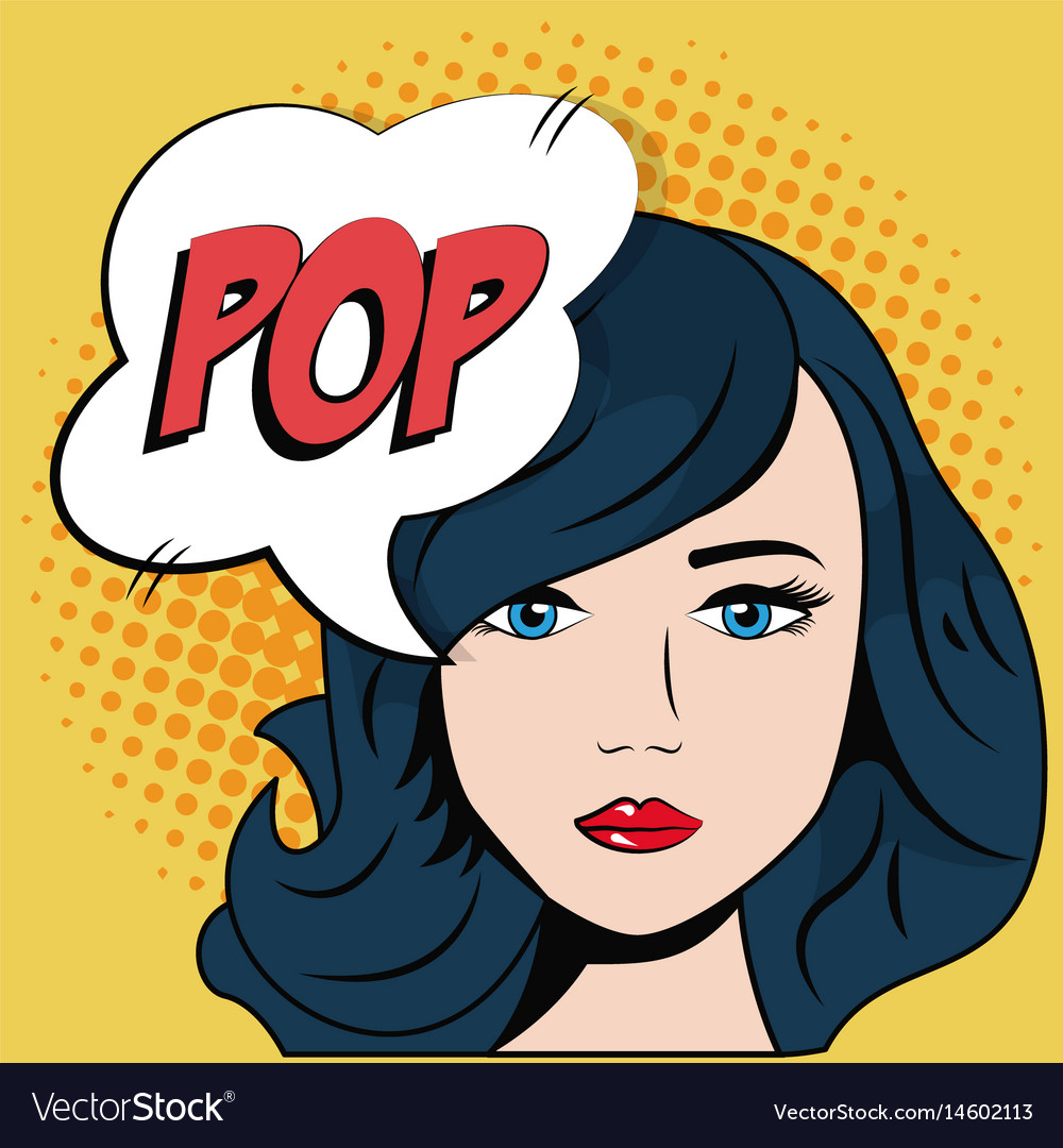 Comic Blue Hair Girl Bubble Speech Pop Art Vector Image
