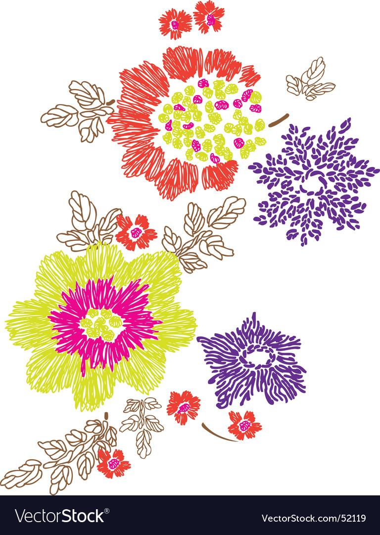Download Floral embroidery design Royalty Free Vector Image
