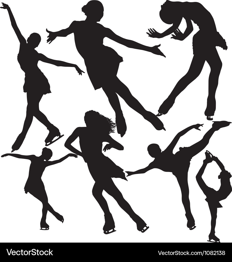 Figure ice skating silhouettes set Royalty Free Vector Image