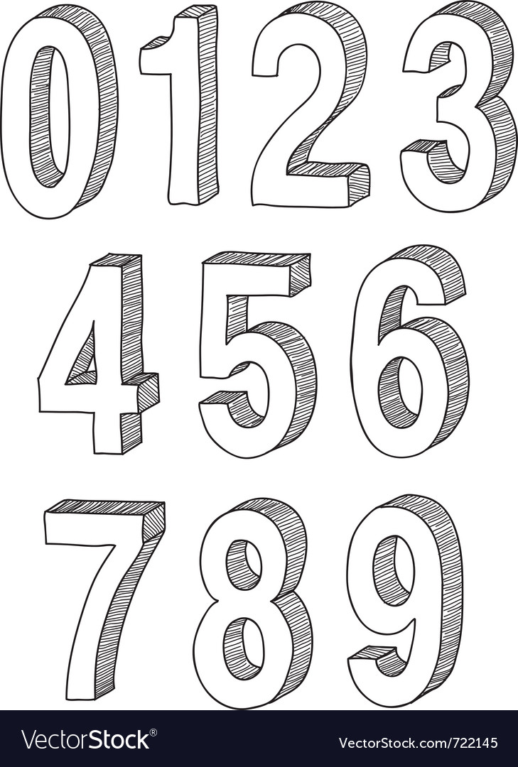 Numbers sketch Royalty Free Vector Image VectorStock