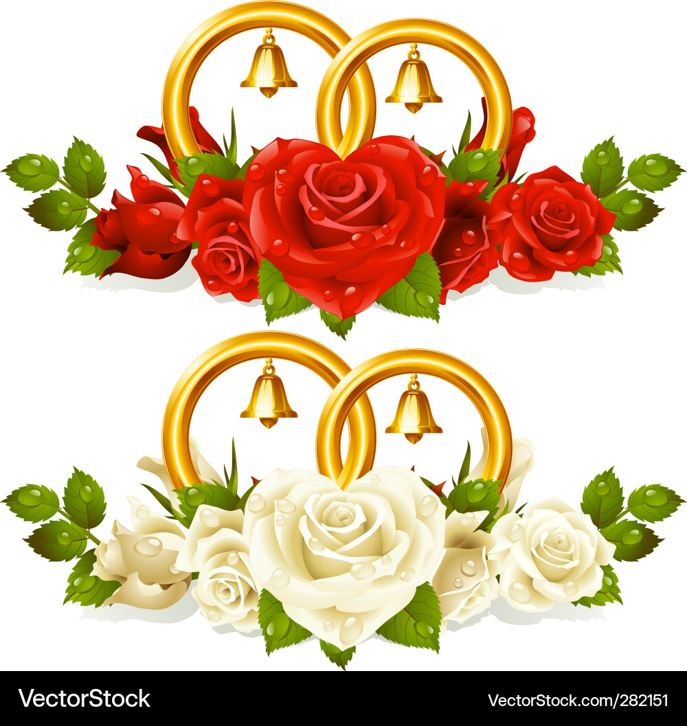 Wedding rings and rose Royalty Free Vector Image