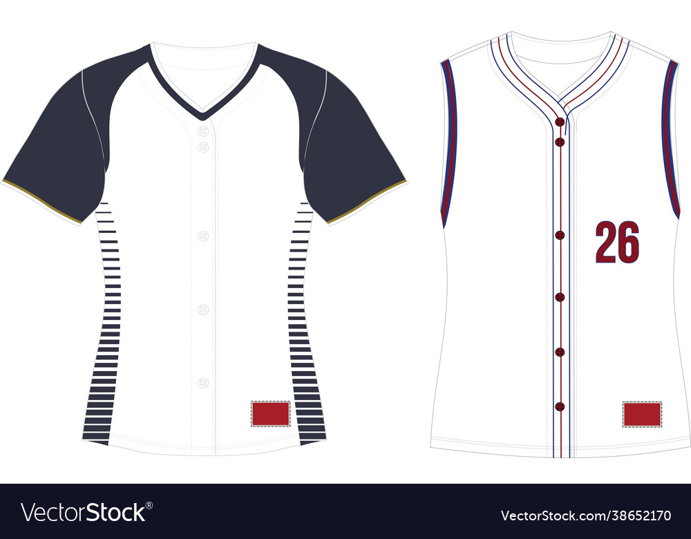 Full button softball jersey set sleeves Royalty Free Vector