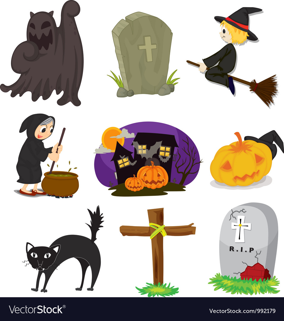 Halloween items Royalty Free Vector Image VectorStock