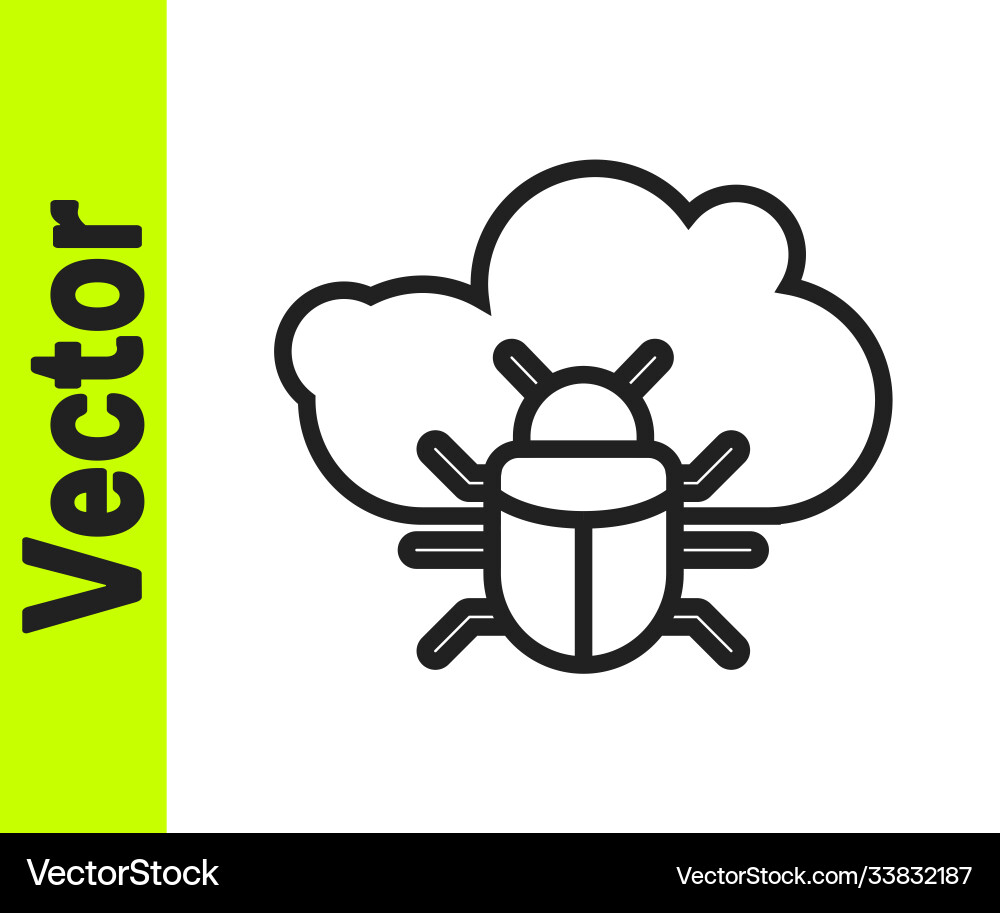 Black line system bug on a cloud icon isolated Vector Image