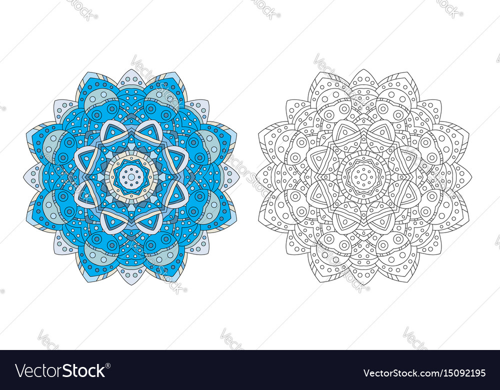 Flower Mandala Coloring Page Vector Image