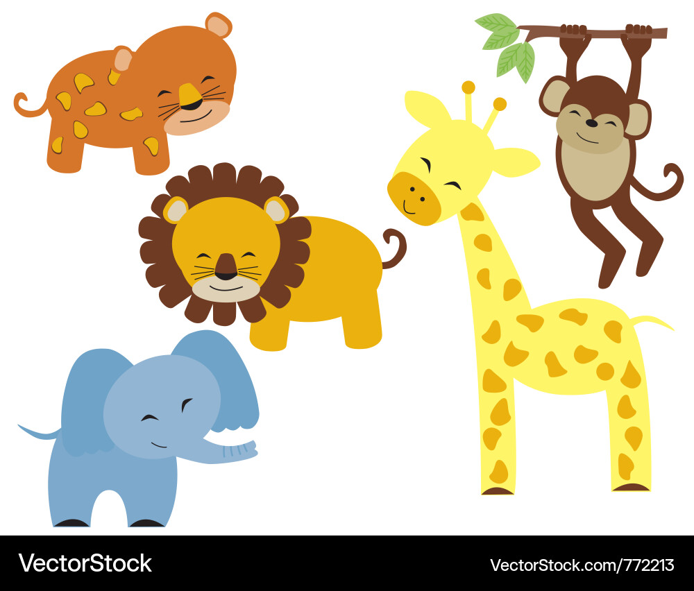 Baby safari animals Royalty Free Vector Image VectorStock