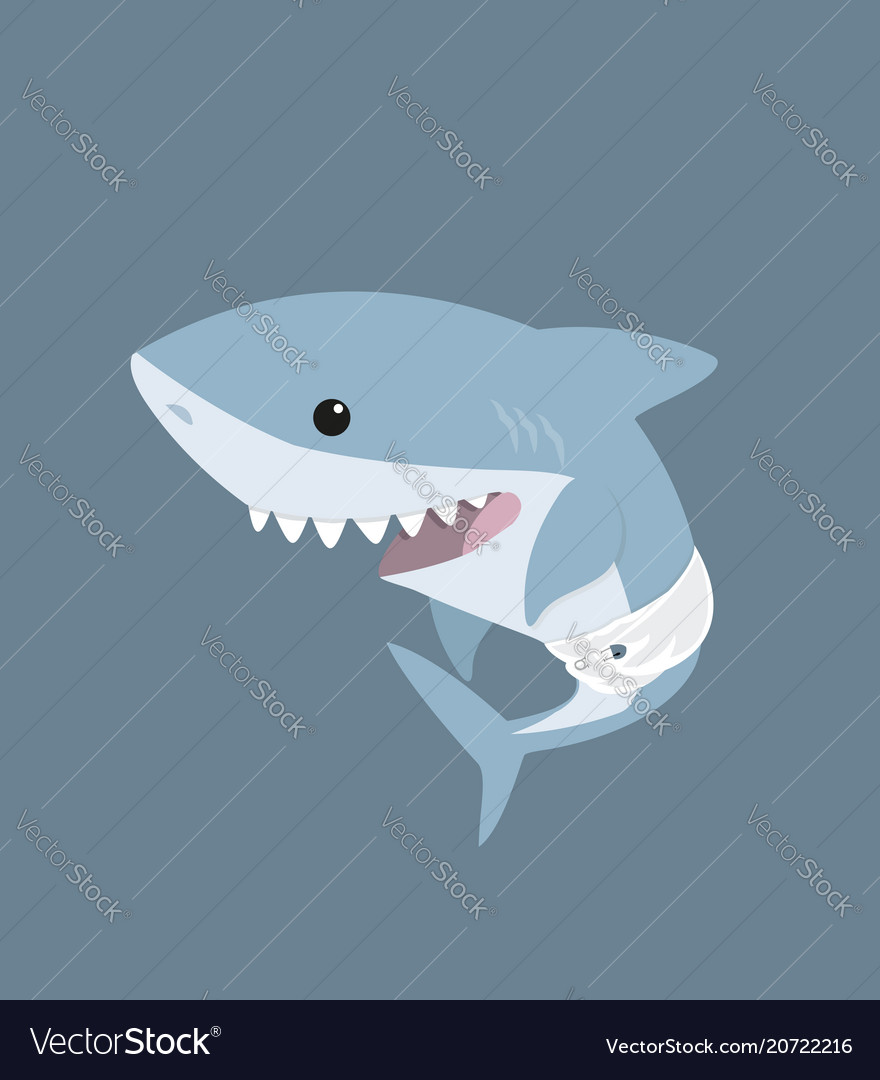 Cute Cartoon Baby Shark Royalty Free Vector Image
