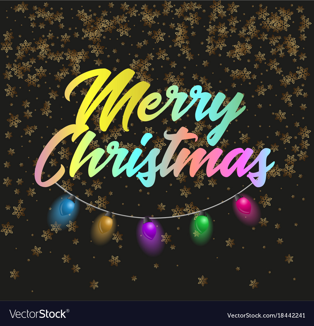 Merry christmas poster with lights Royalty Free Vector Image