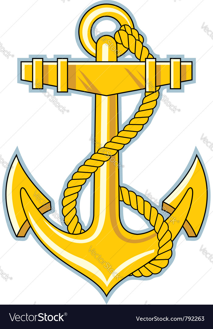 Gold anchor Royalty Free Vector Image VectorStock