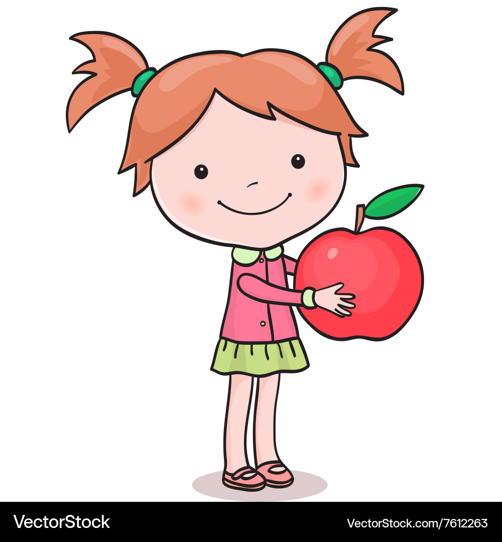 Little girl picking up apples Royalty Free Vector Image