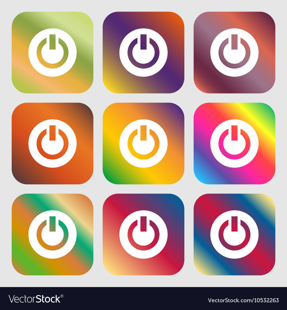 Power switch on turn on icon nine buttons Vector Image