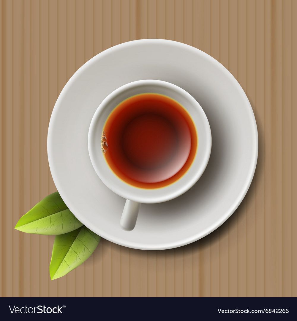 Cup Of Black Tea Top View On Cardboard Royalty Free Vector<script async src=