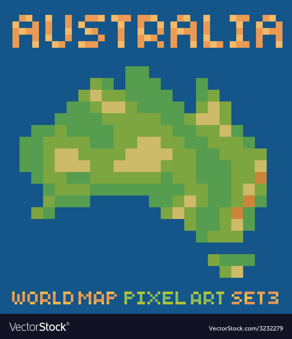 pixel style of continent australia physical vector pixel style of continent australia physical vector