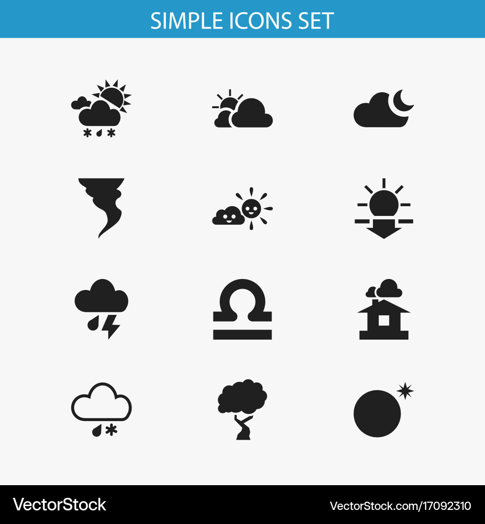 Set of 12 editable climate icons includes symbols Vector Image