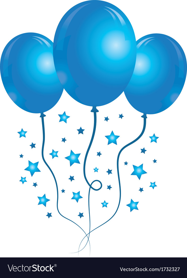 Blue balloons with stars Royalty Free Vector Image